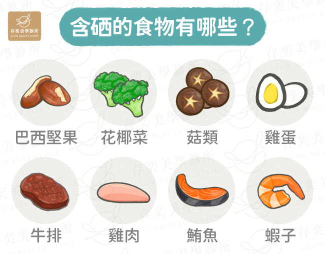 調節免疫能力,增加身體對抗病毒、細菌的抵抗能力,也能降低身體的發炎反應,讓身體各部位恢復正常運作。除了攝取量的掌控,同時增加吸收率,加速療效的發生,幫助患者維持體內硒蛋白功能,增加身體基礎代謝率,再搭配健康飲食、運動,相輔相成,自然能增肌減脂,成功減重! 更多硒營養點滴/硒排毒點滴介紹。 含硒的食物有哪些