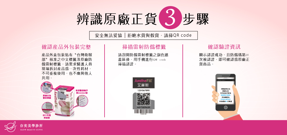 存奕美學診所使用的AestheFill®艾麗斯(聚雙旋乳酸,精靈針),保證原廠原裝,可確認商品包裝完整性、掃描雷射防偽標籤QR Code 精靈針10
